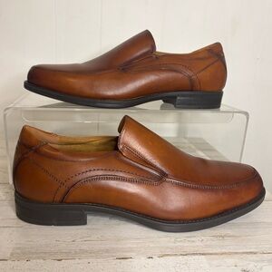 Florsheim Moc Toe Oxford Slip On Genuine Leather Shoes in Cognac Brown Mens 10.5
